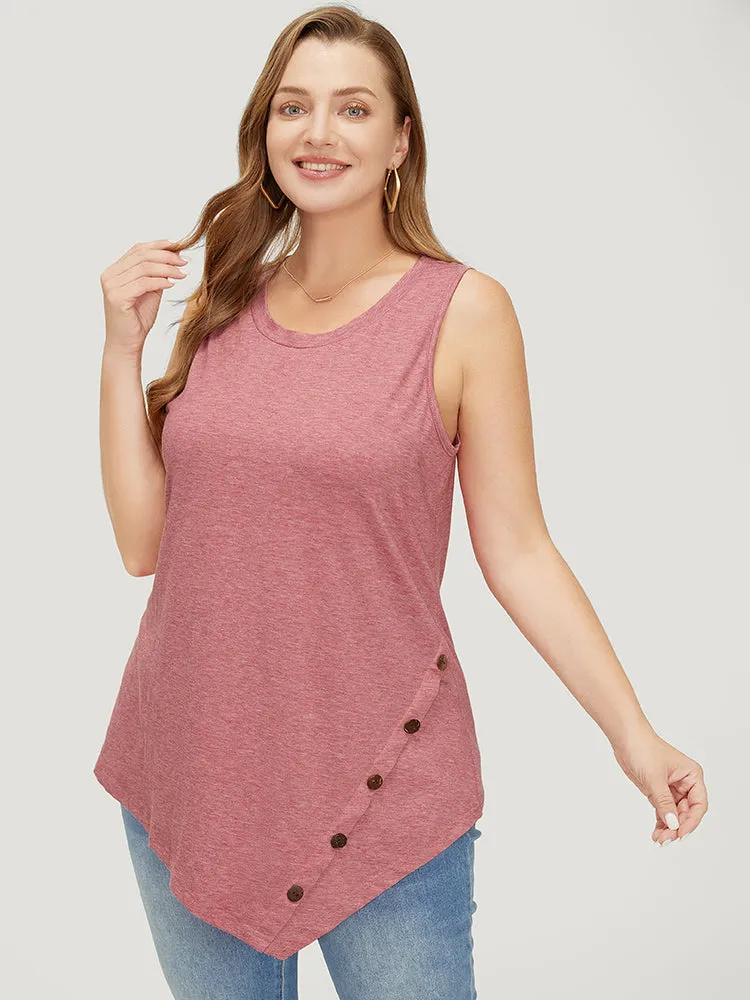 Plain Asymmetrical Hem Button Detail Tank Top sold by Bloomchic product image thumbnail 3