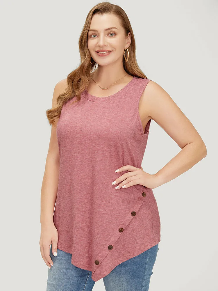 Plain Asymmetrical Hem Button Detail Tank Top sold by Bloomchic product image thumbnail 4