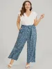 Ditsy Floral Patchwork Wrap Belted Pocket Ruffle Trim Jumpsuit sold by Bloomchic