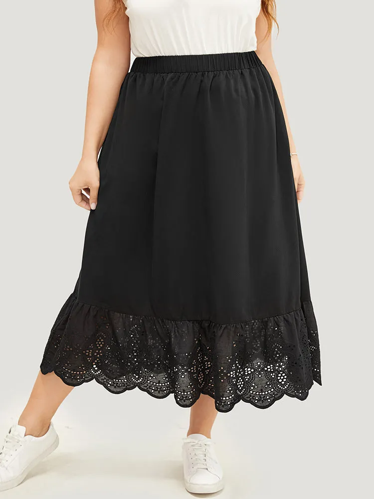 Solid Pocket Patchwork Broderie Anglaise Skirt sold by Bloomchic product image thumbnail 4