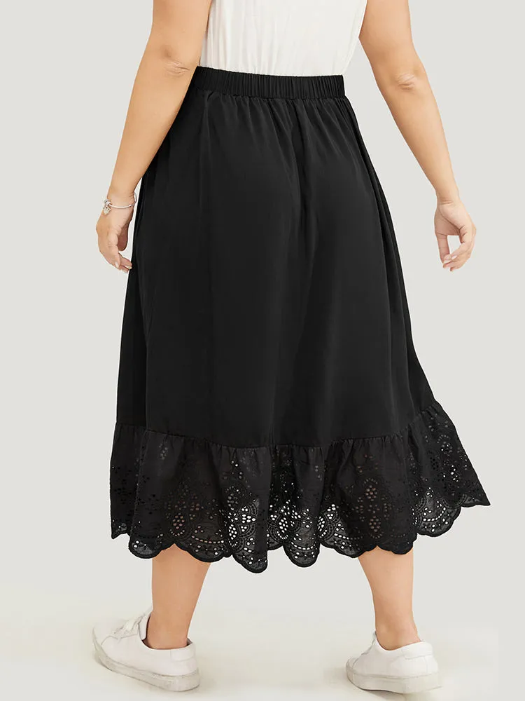Solid Pocket Patchwork Broderie Anglaise Skirt sold by Bloomchic product image thumbnail 5