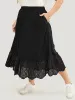 Solid Pocket Patchwork Broderie Anglaise Skirt sold by Bloomchic