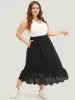 Solid Pocket Patchwork Broderie Anglaise Skirt sold by Bloomchic