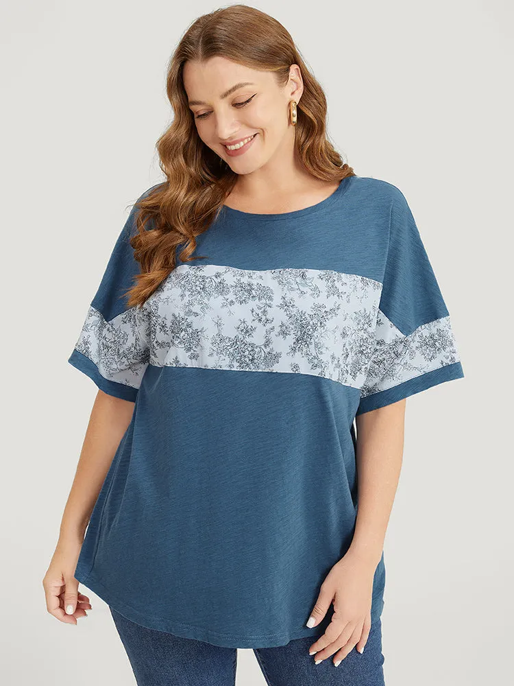 Plant Patchwork Dolman Sleeve T-shirt sold by Bloomchic