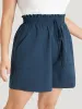 Plain Drawstring Pocket Paperbag Waist Shorts sold by Bloomchic
