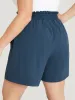 Plain Drawstring Pocket Paperbag Waist Shorts sold by Bloomchic