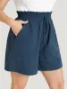 Plain Drawstring Pocket Paperbag Waist Shorts sold by Bloomchic