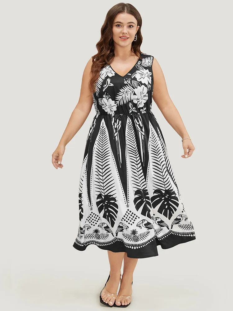 Floral & Plant Pocket Sleeveless V Neck Ruffles Tank Dress sold by Bloomchic product image thumbnail 5