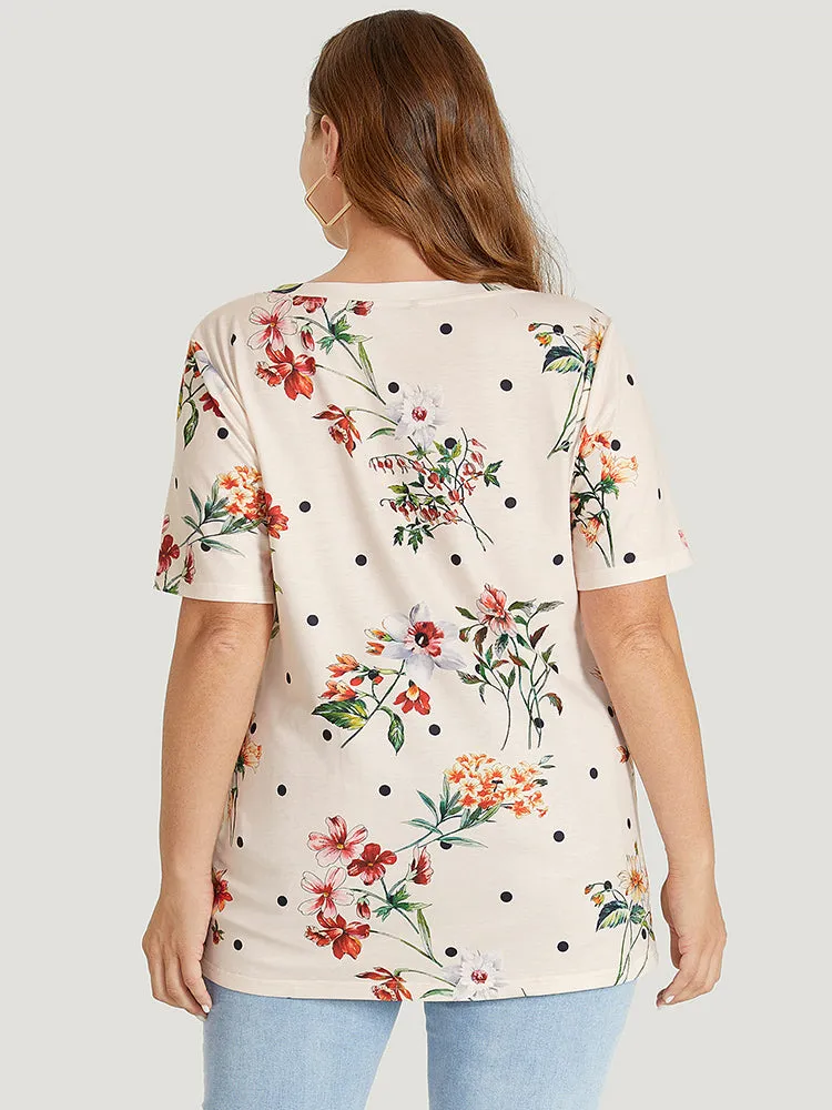 Floral & Polka Dot Round Neck T-shirt sold by Bloomchic product image thumbnail 2