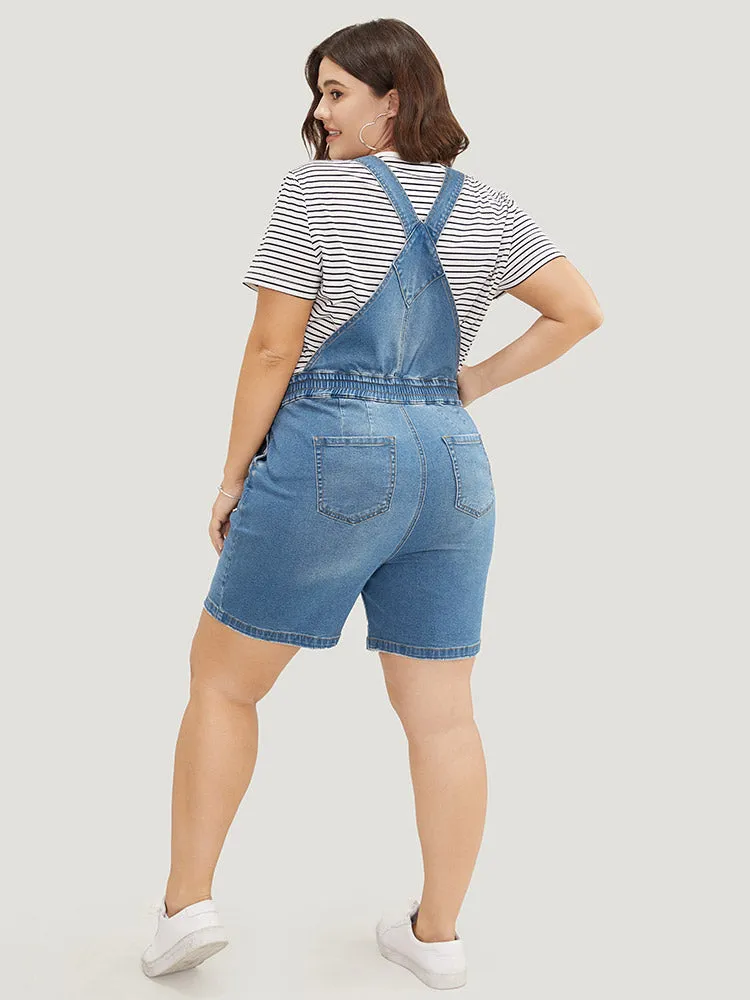 Drawstring Button Up Dark Wash Denim Overalls sold by Bloomchic product image thumbnail 2