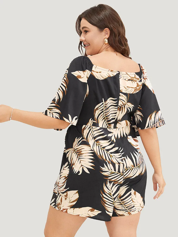 Tropical Print Pocket Square Neck Romper sold by Bloomchic product image thumbnail 3