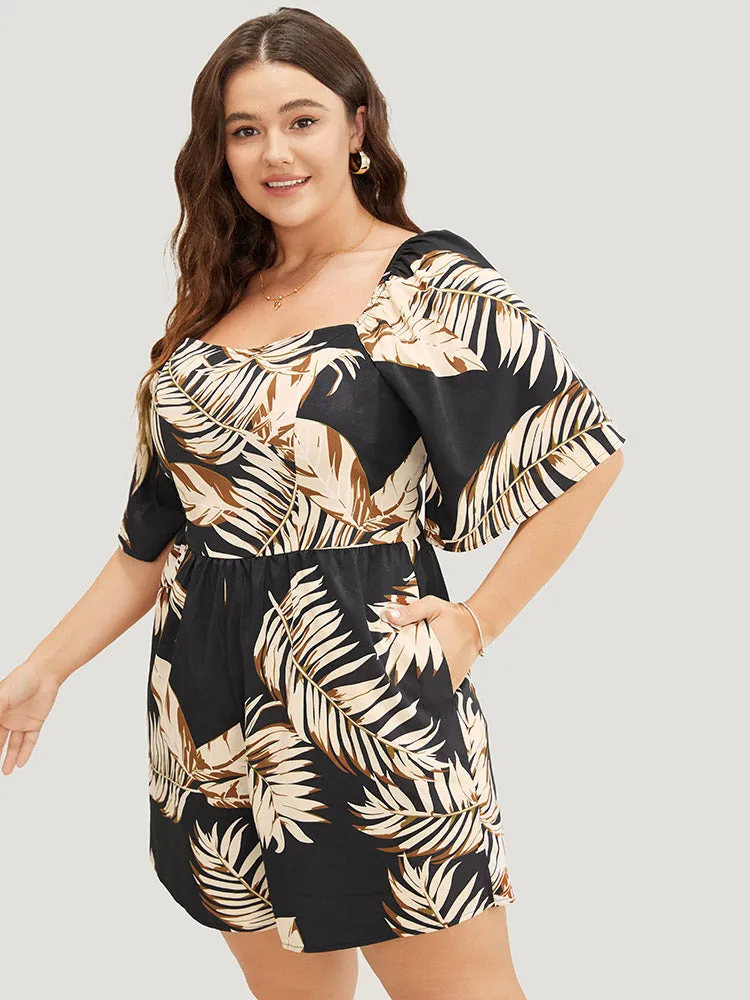 Tropical Print Pocket Square Neck Romper sold by Bloomchic product image thumbnail 4