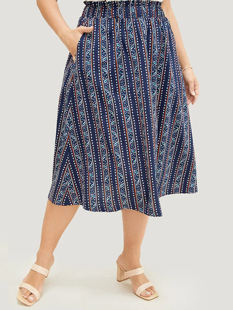 Striped Print Pocket Paperbag Waist Skirt sold by Bloomchic