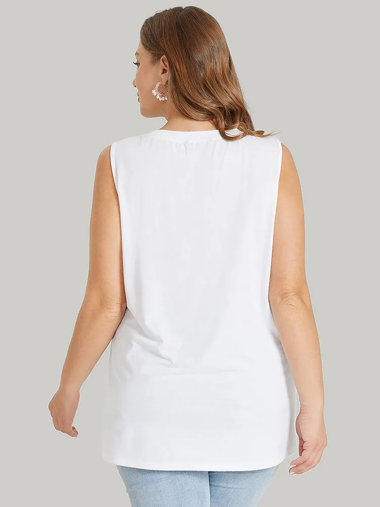 Solid Sleeveless Lace Insert Tank Top sold by Bloomchic product image thumbnail 4