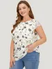 Floral Printed Lace Cap Sleeve Blouse sold by Bloomchic