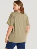 Solid Vintage Roll Sleeve Pocket Split Hem T-shirt sold by Bloomchic