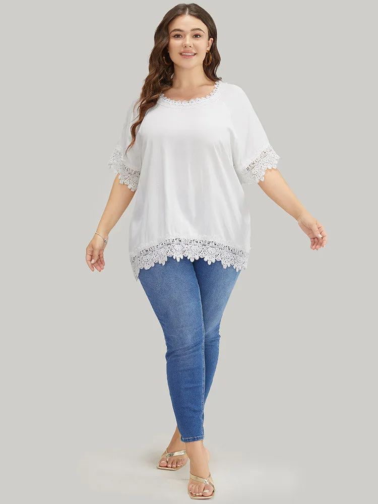 Solid Contrast Lace Raglan Sleeve Blouse sold by Bloomchic product image thumbnail 4