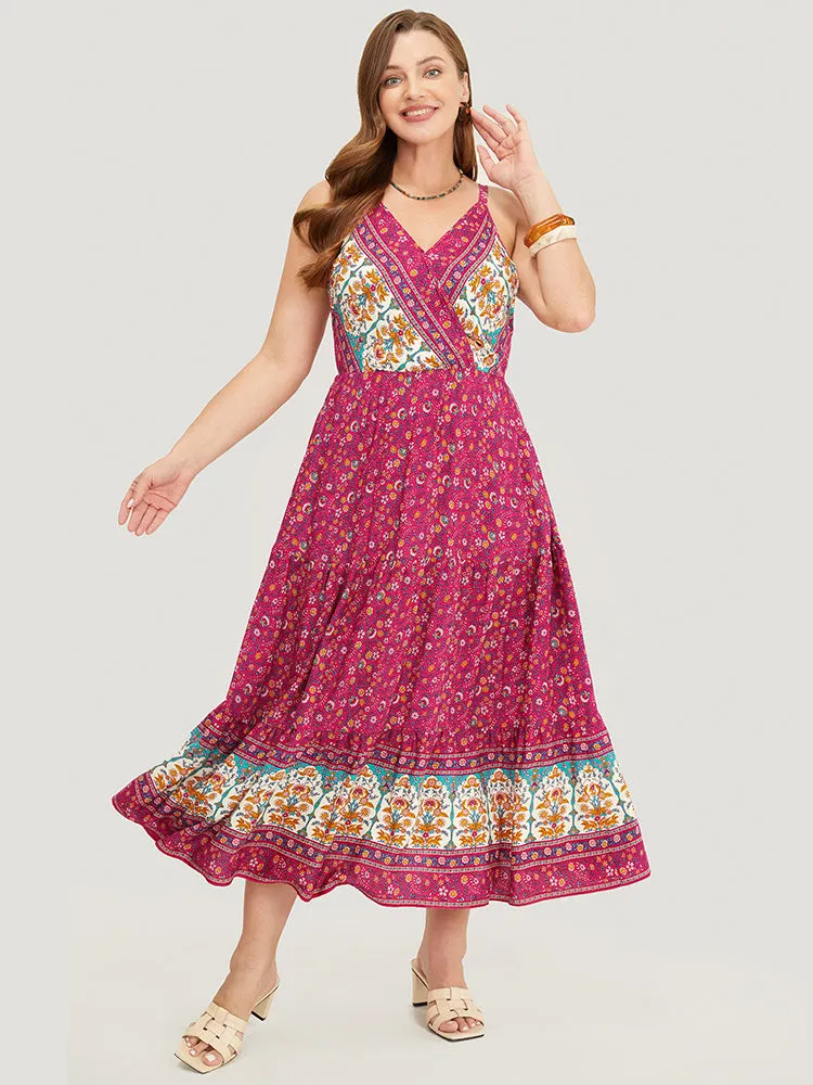 Bandana Print Wrap Pocket Ruffle Tiered Cami Maxi Dress sold by Bloomchic product image thumbnail 5