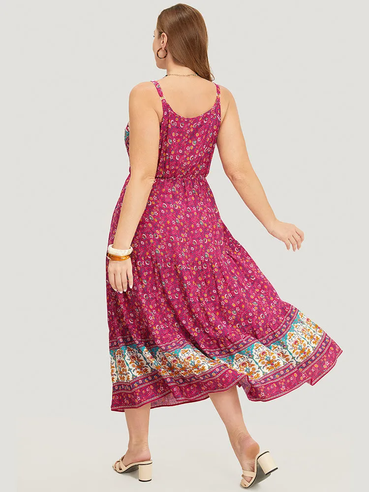 Bandana Print Wrap Pocket Ruffle Tiered Cami Maxi Dress sold by Bloomchic product image thumbnail 4