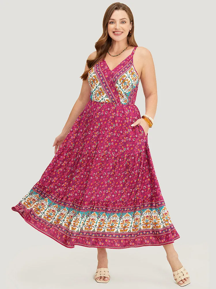 Bandana Print Wrap Pocket Ruffle Tiered Cami Maxi Dress sold by Bloomchic product image thumbnail 2