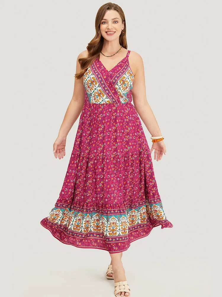 Bandana Print Wrap Pocket Ruffle Tiered Cami Maxi Dress sold by Bloomchic product image thumbnail 3