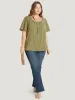 Solid Pleated Button Detail Blouse sold by Bloomchic