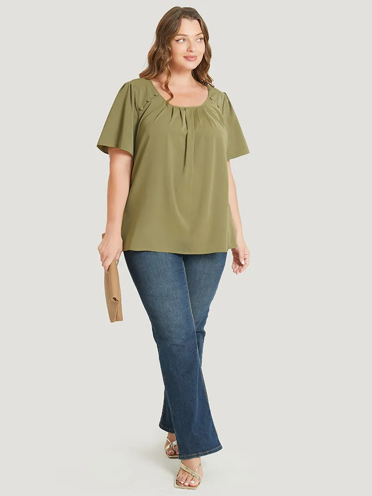 Solid Pleated Button Detail Blouse sold by Bloomchic product image thumbnail 5