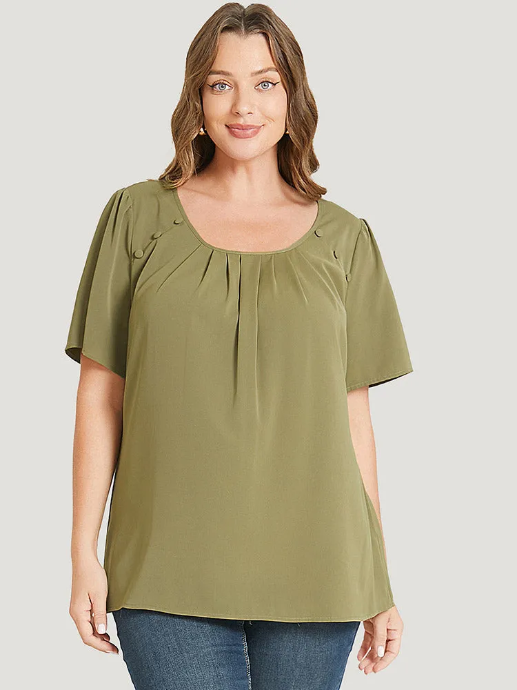Solid Pleated Button Detail Blouse sold by Bloomchic product image thumbnail 3