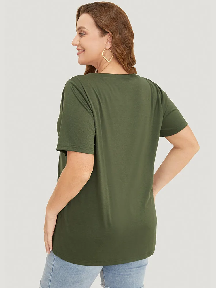 Floral And Letter Graphic Drop Shoulder Tee sold by Bloomchic product image thumbnail 5