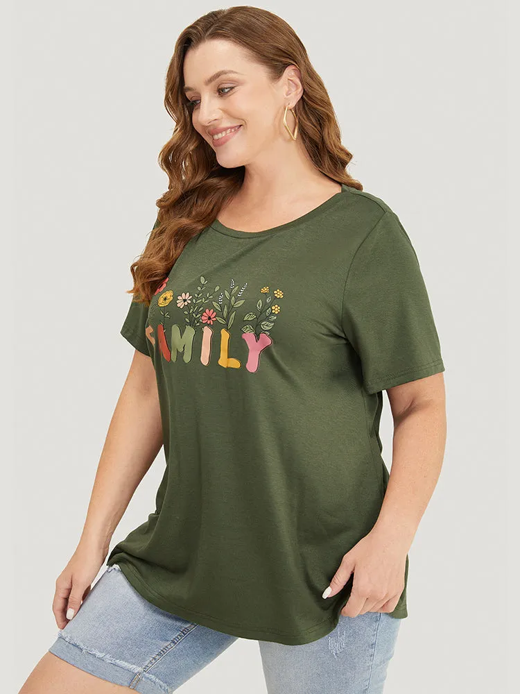 Floral And Letter Graphic Drop Shoulder Tee sold by Bloomchic product image thumbnail 3