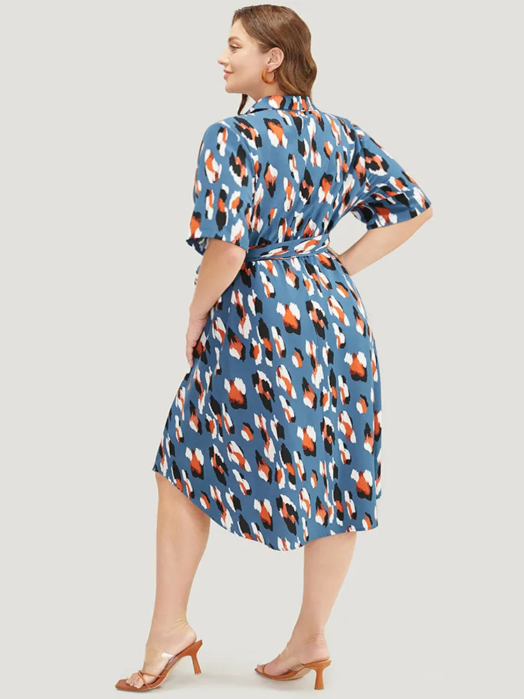 Allover Print Button Detail Pocket Belted Arc Hem Dress sold by Bloomchic product image thumbnail 2
