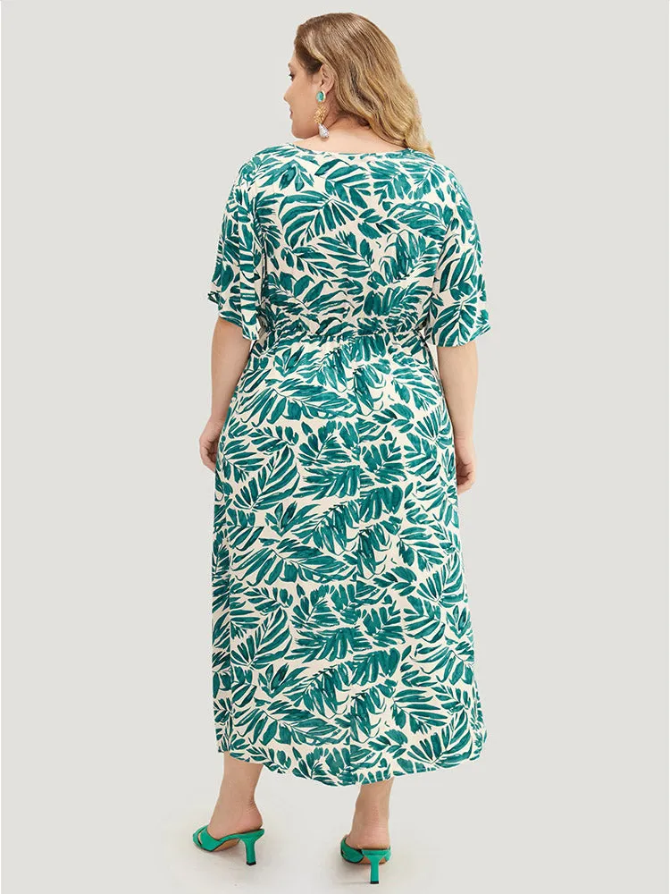 Plant Print Flutter Sleeve Button Detail Pocket Dress sold by Bloomchic product image thumbnail 4