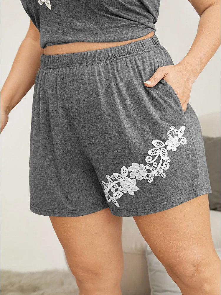 Solid Guipure Lace Pocket Sleep Shorts sold by Bloomchic product image thumbnail 3