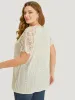Plain Lace Raglan Sleeve Broderie Anglaise Scalloped Trim T-shirt sold by Bloomchic