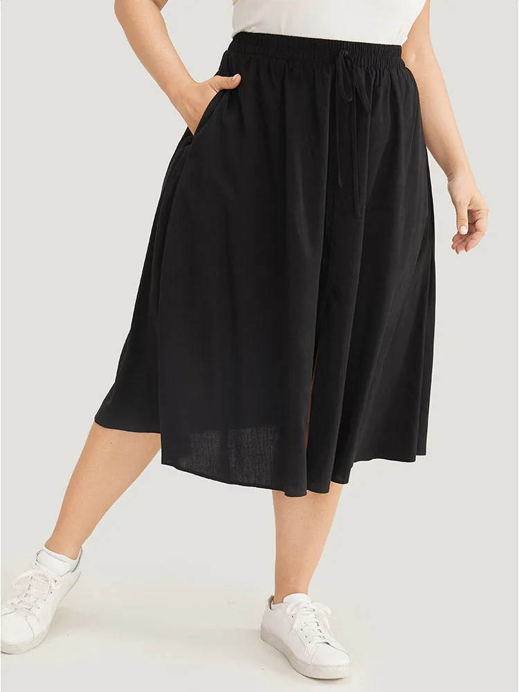Solid Pocket Knot Elastic Waist Split Hem Skirt sold by Bloomchic product image thumbnail 5