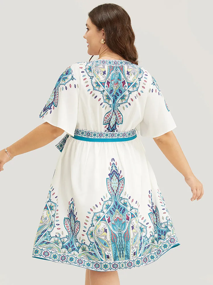 Bandana Button Detail Pocket Belt Knee Dress sold by Bloomchic product image thumbnail 4