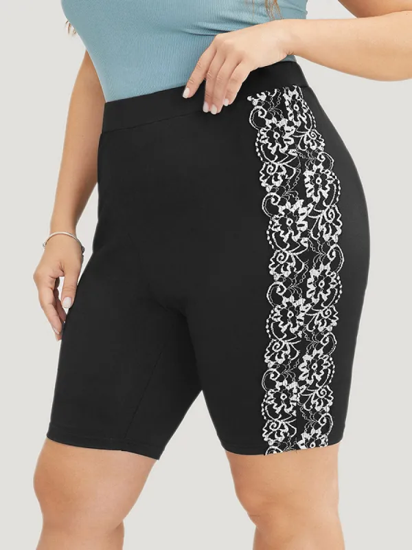 High Rise Contrast Lace Skinny Shorts sold by Bloomchic
