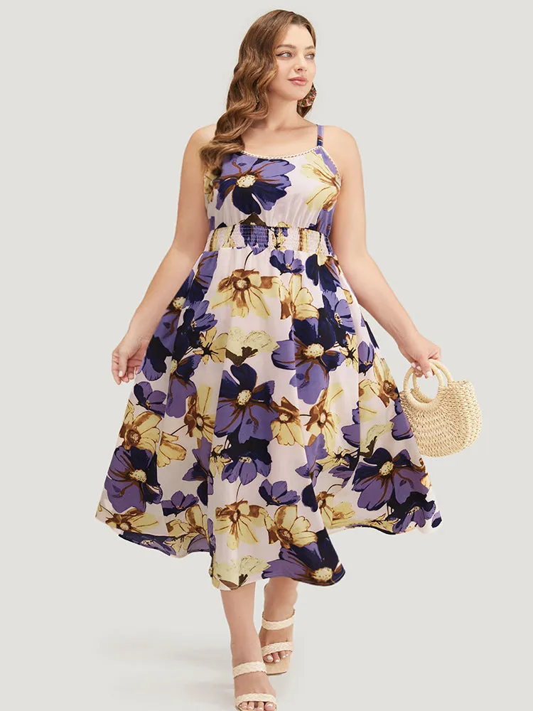 Floral Ruffle Hem Pocket Shirred Cami Dress sold by Bloomchic product image thumbnail 2