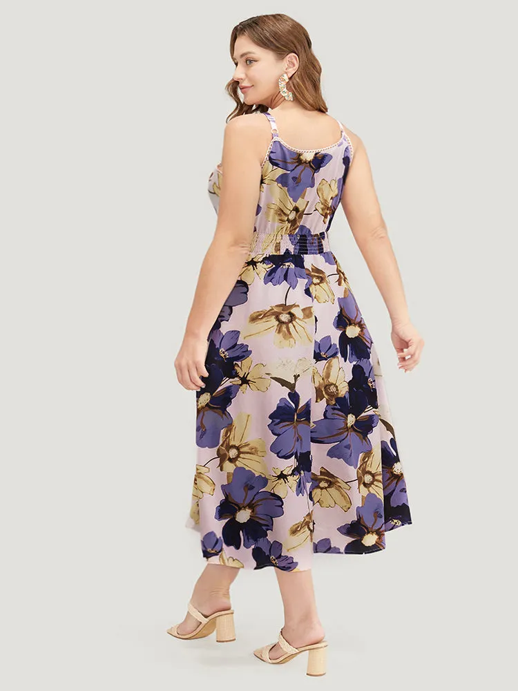 Floral Ruffle Hem Pocket Shirred Cami Dress sold by Bloomchic product image thumbnail 5