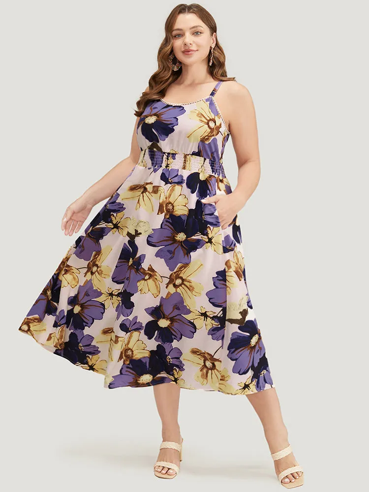 Floral Ruffle Hem Pocket Shirred Cami Dress sold by Bloomchic product image thumbnail 3