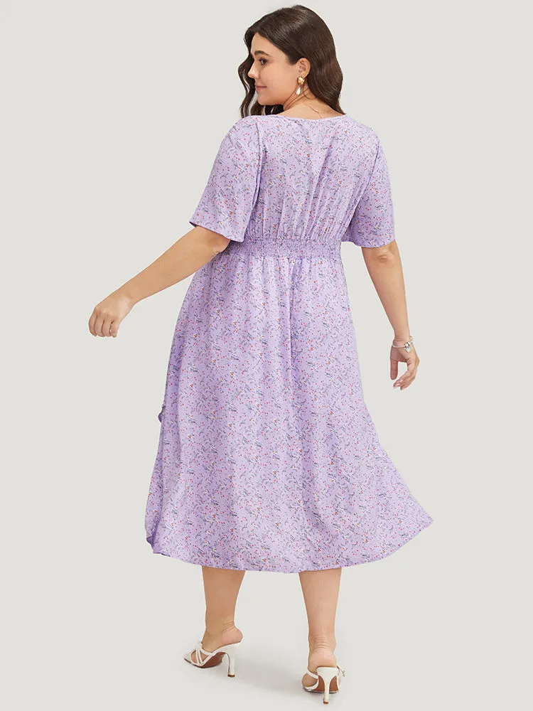 Ditsy Floral Pocket Shirred Back Ruffle Trim Dress sold by Bloomchic product image thumbnail 5
