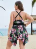 Floral Hanky Hem Cut Out Halter Sculpt Waist Swim Dress sold by Bloomchic