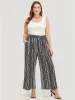 Geometric & Striped Print Belt Pocket Pants sold by Bloomchic