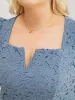 Solid Lace Notched Square Neck Pocket Pleated Jumpsuit sold by Bloomchic