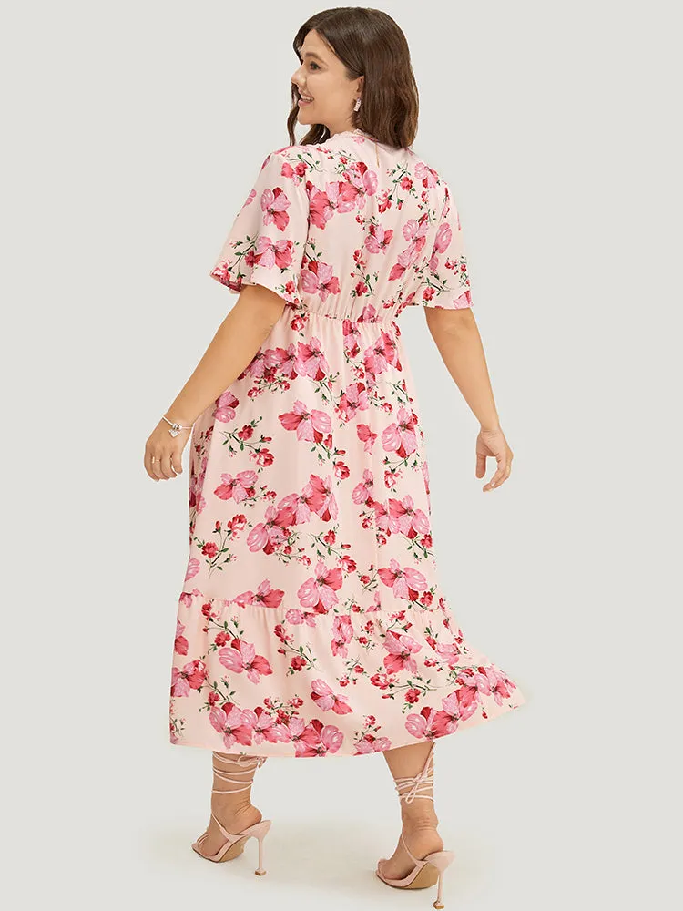 Floral Print Lace Pocket Ruffle Hem Empire Waist Dress sold by Bloomchic product image thumbnail 4