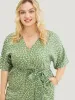 Ditsy Floral Wrap Pocket Belt Batwing Sleeve Jumpsuit sold by Bloomchic