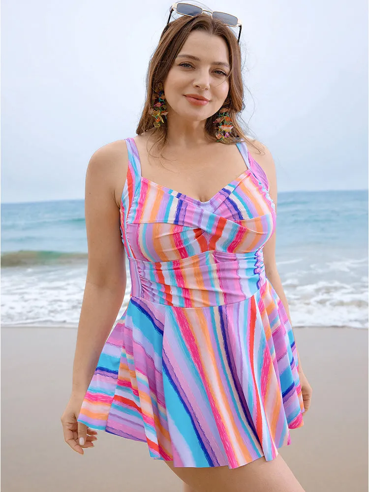 Striped Contrast Crossover Empire Waist Swim Dress sold by Bloomchic product image thumbnail 3