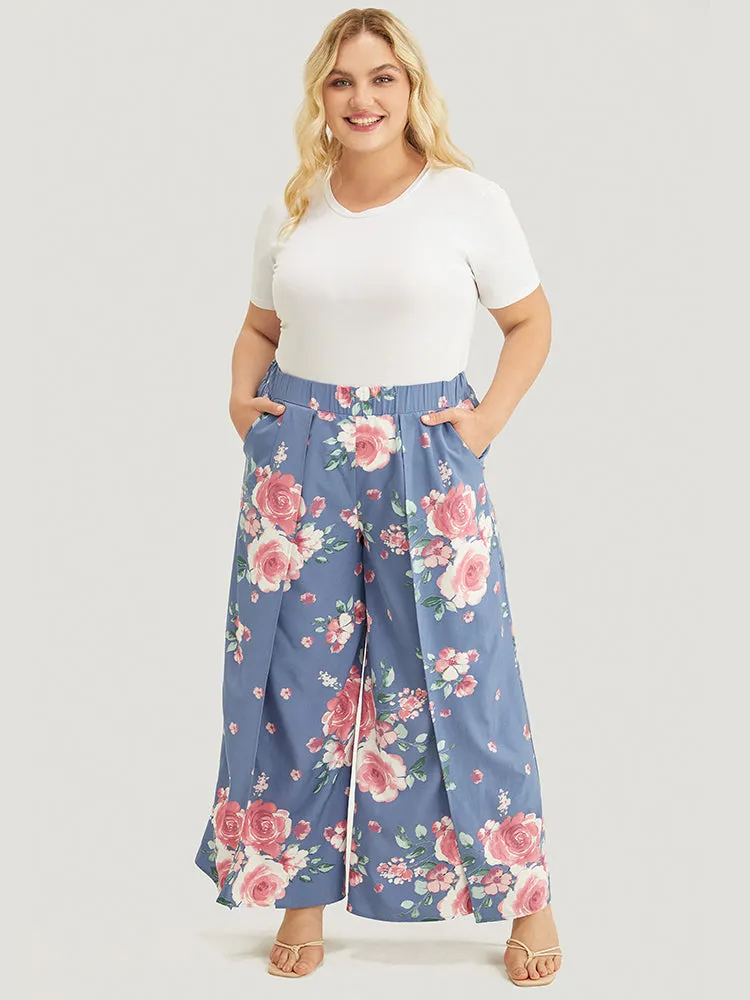 Floral Print Pocket Split Wide Leg Pants sold by Bloomchic product image thumbnail 3