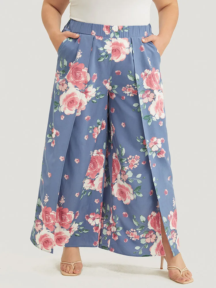 Floral Print Pocket Split Wide Leg Pants sold by Bloomchic