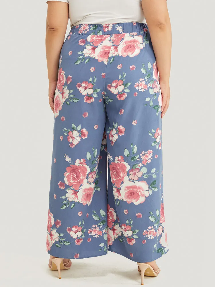 Floral Print Pocket Split Wide Leg Pants sold by Bloomchic product image thumbnail 5